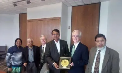 Prof.L.Lee Hamm, Sr.Vice President & Dean of Tulane University School of Medicine, New Orleans, USA and Prof.M.S.Biradar, Former Vice Chancellor of BLDE University, Vijayapura,I ndia exchanges greetings after signing MoU between the universities on February 9, 2017 at New Orleans, USA.